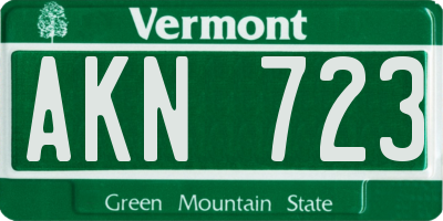 VT license plate AKN723