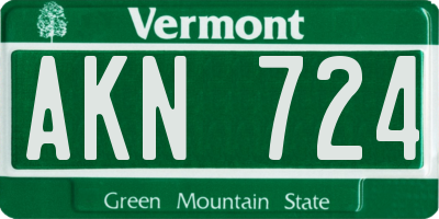 VT license plate AKN724