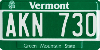 VT license plate AKN730