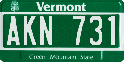 VT license plate AKN731