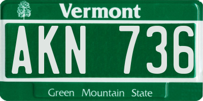 VT license plate AKN736