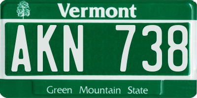 VT license plate AKN738