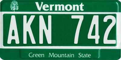 VT license plate AKN742