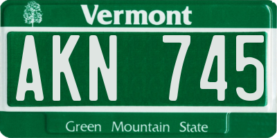VT license plate AKN745