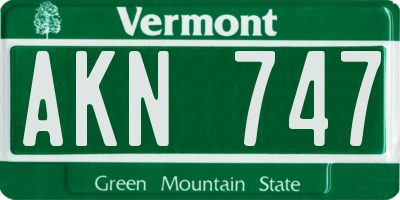 VT license plate AKN747