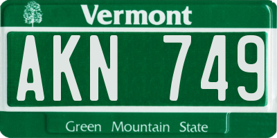 VT license plate AKN749