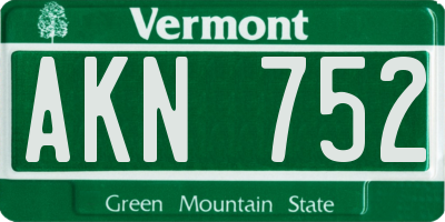VT license plate AKN752