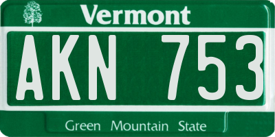 VT license plate AKN753