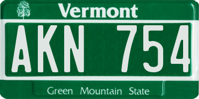 VT license plate AKN754