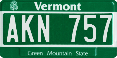 VT license plate AKN757