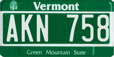 VT license plate AKN758