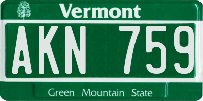 VT license plate AKN759