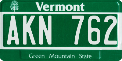 VT license plate AKN762