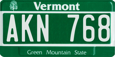VT license plate AKN768