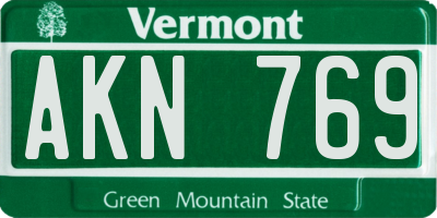 VT license plate AKN769