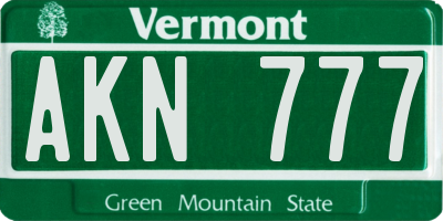 VT license plate AKN777