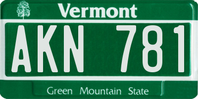 VT license plate AKN781