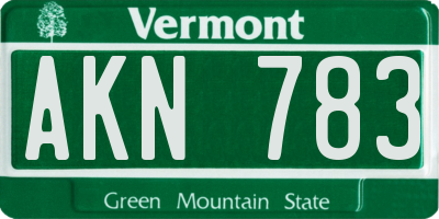 VT license plate AKN783