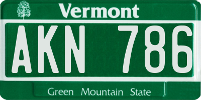 VT license plate AKN786