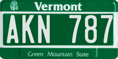 VT license plate AKN787