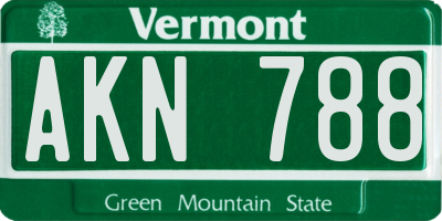 VT license plate AKN788
