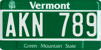VT license plate AKN789