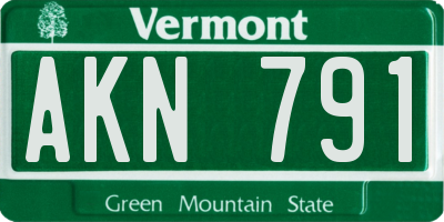 VT license plate AKN791