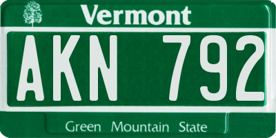 VT license plate AKN792