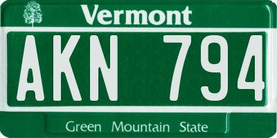 VT license plate AKN794