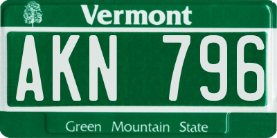 VT license plate AKN796