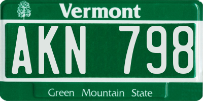 VT license plate AKN798