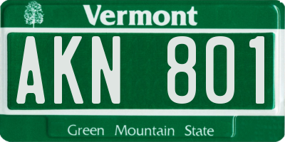 VT license plate AKN801