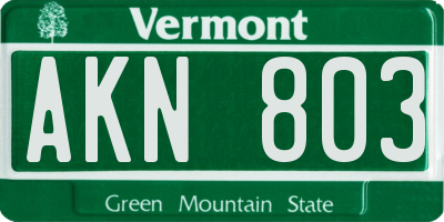 VT license plate AKN803