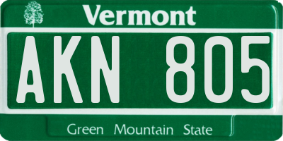 VT license plate AKN805
