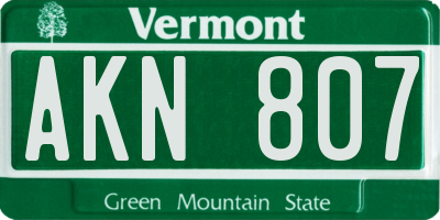 VT license plate AKN807