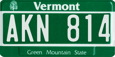 VT license plate AKN814