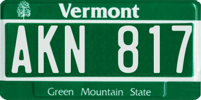 VT license plate AKN817
