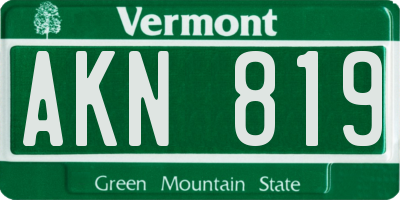 VT license plate AKN819