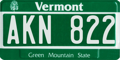 VT license plate AKN822