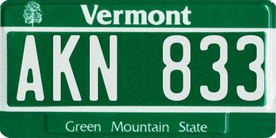 VT license plate AKN833