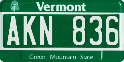 VT license plate AKN836