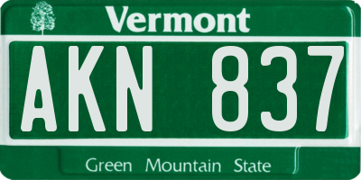 VT license plate AKN837