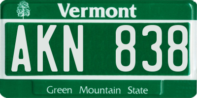 VT license plate AKN838