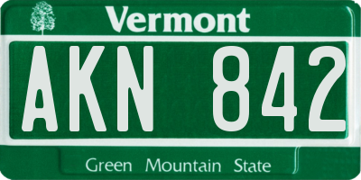 VT license plate AKN842