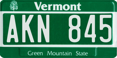 VT license plate AKN845
