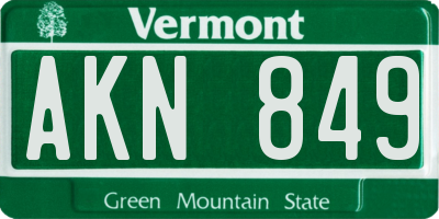 VT license plate AKN849