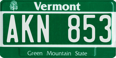 VT license plate AKN853