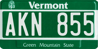 VT license plate AKN855