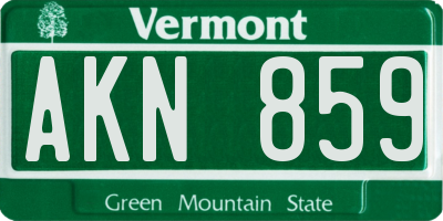 VT license plate AKN859