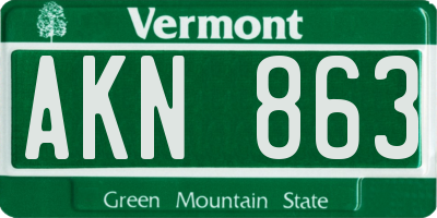 VT license plate AKN863